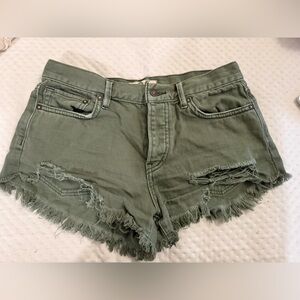 We The Free Olive Frayed Jean Shorts